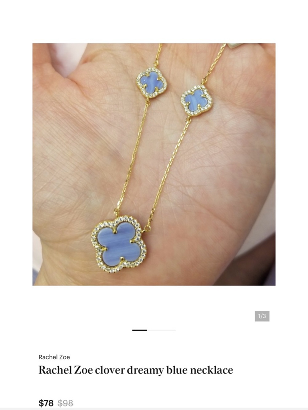Rachel Zoe clover dreamy blue necklace